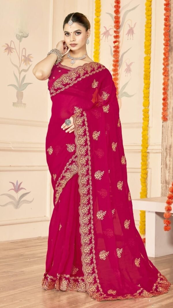 Magnetic Pink Moss Silk Traditional Saree – 60652-8484