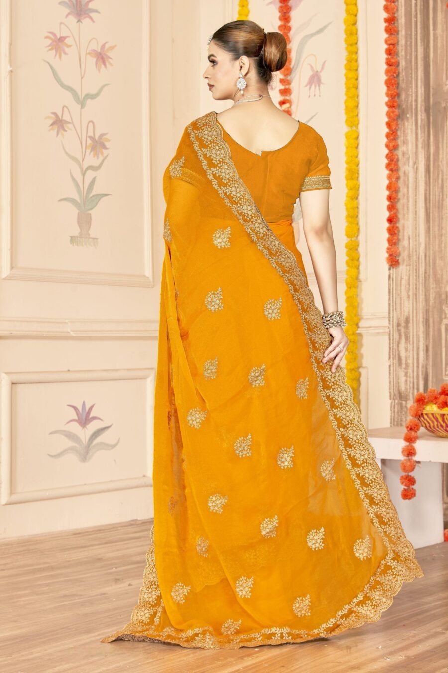Confident Orange Moss Silk Traditional Saree – 60652-8486 Confident Orange Moss Silk Traditional Saree – 60652-8486