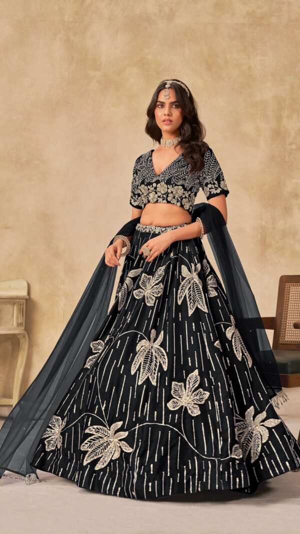 Glamorous Black Art Silk Classic Lehenga Choli – 60661-2061