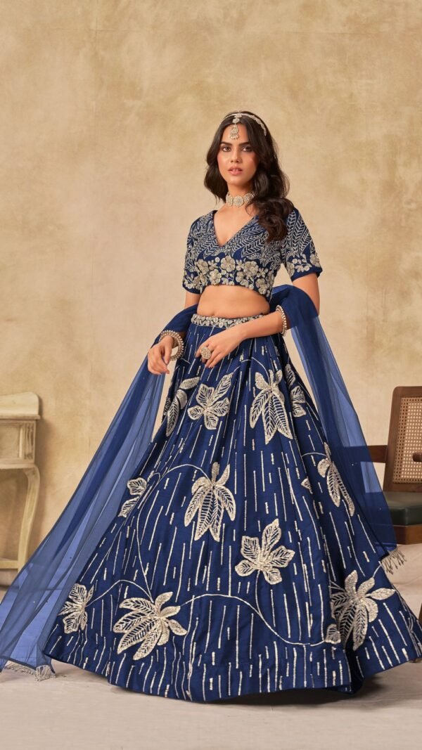 Stunning Navy Blue Art Silk Classic Lehenga Choli – 60661-2063