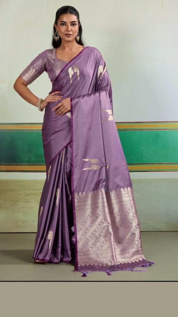 Charming Purple Satin Traditional Saree – 60667-003