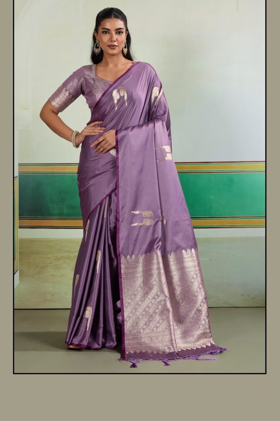 Charming Purple Satin Traditional Saree – 60667-003