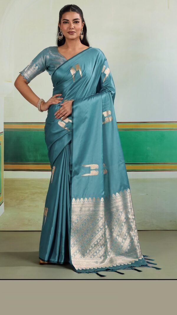 Magical Blue Satin Traditional Saree – 60667-005