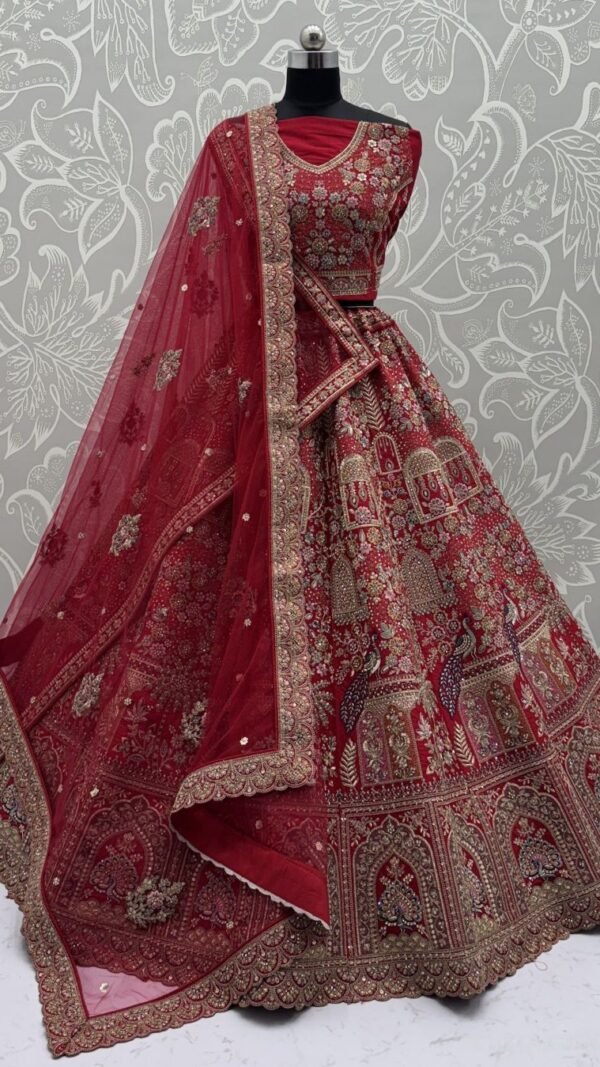 Dreamy Red Silk Traditional Lehenga Choli – 60556-2901-A