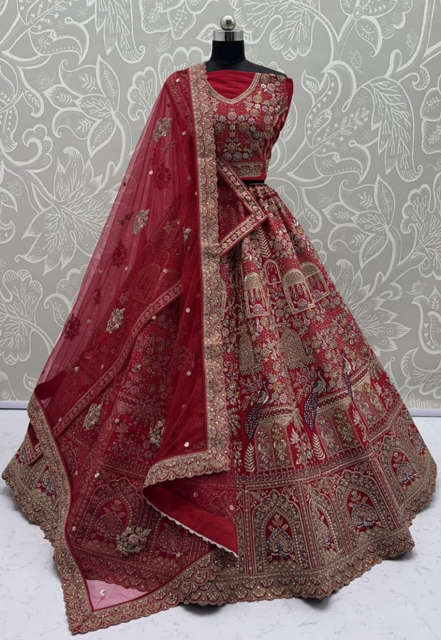Dreamy Red Silk Traditional Lehenga Choli – 60556-2901-A