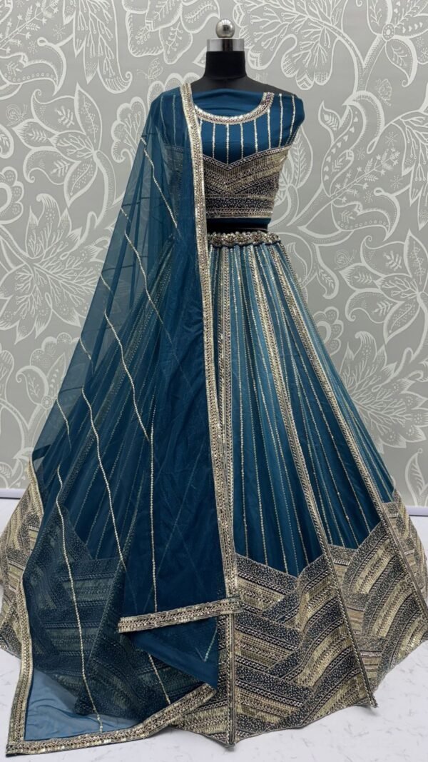Dazzling Blue Bridal Net Traditional Lehenga Choli – 60556-2902-C