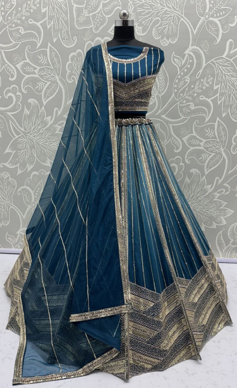 Dazzling Blue Bridal Net Traditional Lehenga Choli – 60556-2902-C