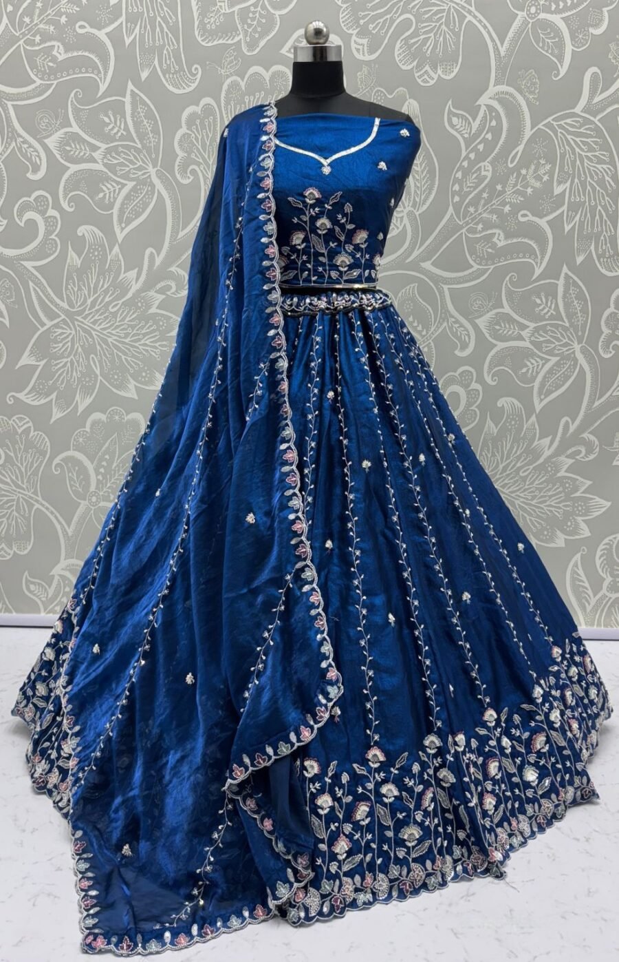 Confident Royal Blue Satin Traditional Lehenga Choli – 60556-2903-B
