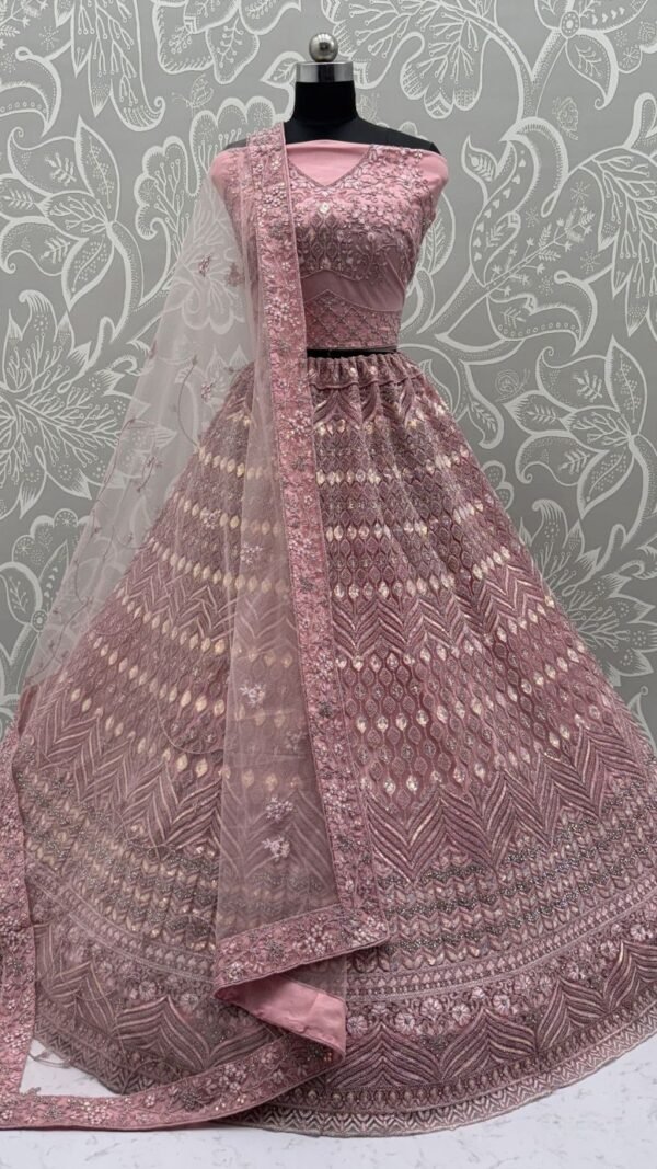 Magnetic Peach Net Traditional Lehenga Choli – 60556-2904-C
