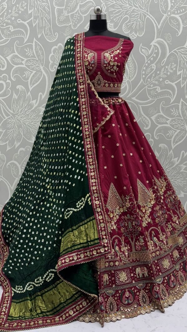 Alluring Maroon Slub Silk Traditional Lehenga Choli – 60556-2906-B