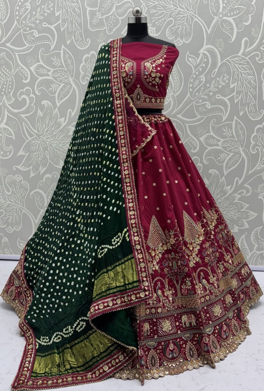 Alluring Maroon Slub Silk Traditional Lehenga Choli – 60556-2906-B