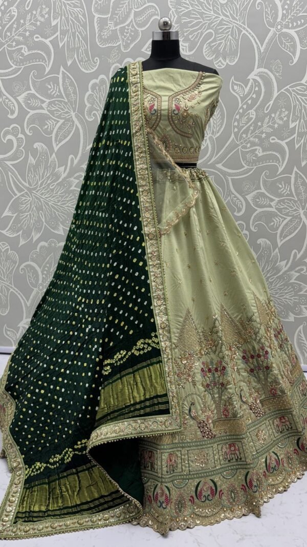 Alluring Green Slub Silk Traditional Lehenga Choli – 60556-2906-D