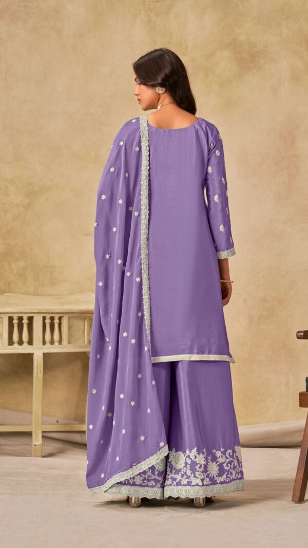Modern Violet Chinon Palazzo Salwar Kameez – 61002-234-B