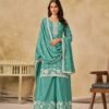Radiant Sea Green Chinon Palazzo Salwar Kameez – 61002-234-C
