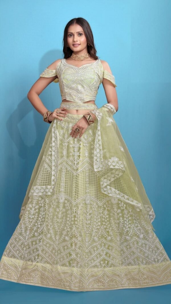 Vibrant Green Net Classic Lehenga Choli – 61132-23001