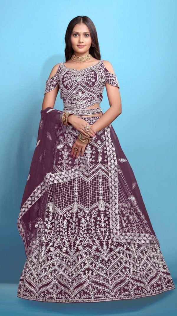Dreamy Purple Net Classic Lehenga Choli – 61132-23007