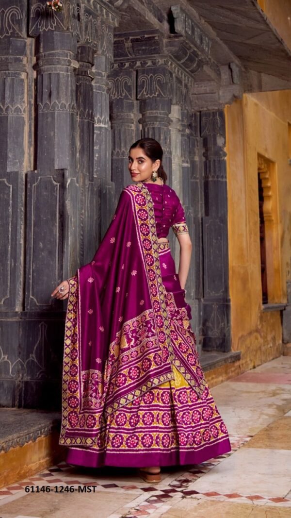 Magical Multi-Color Tussar Silk Ikat Lehenga Choli – 61146-1246-MST