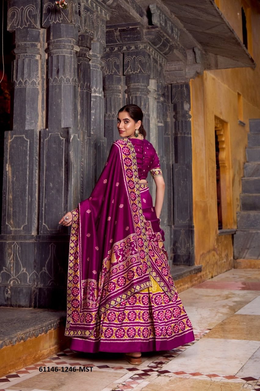 Magical Multi-Color Tussar Silk Ikat Lehenga Choli – 61146-1246-MST