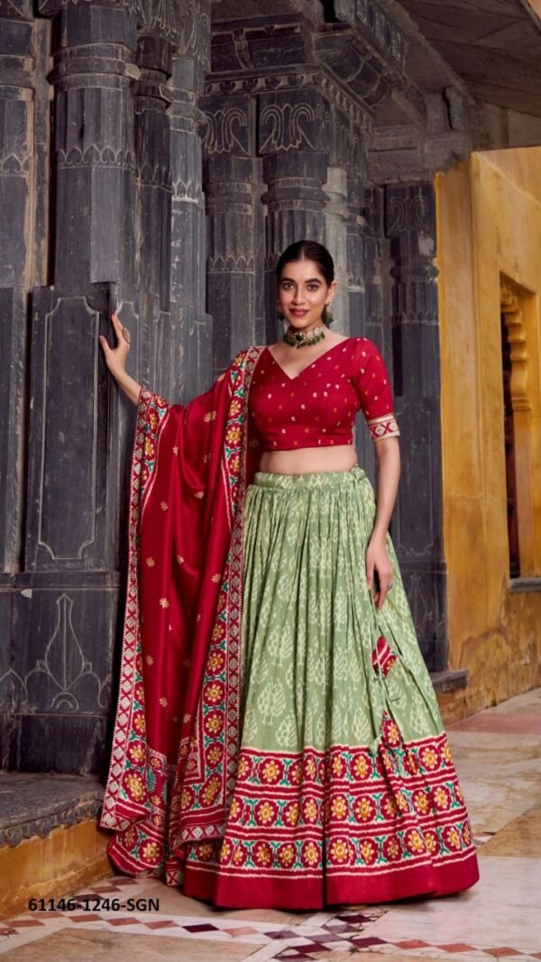Glamorous Multi-Color Tussar Silk Ikat Lehenga Choli – 61146-1246-SGN
