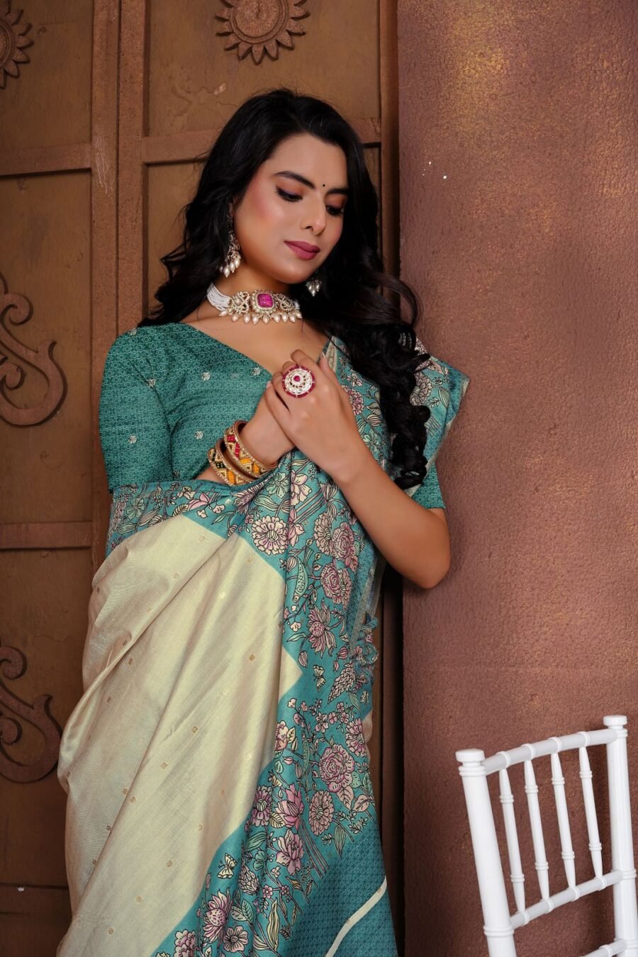 Charming Multi-Color Jacquard Silk Weaving Saree – 61226-9830-A