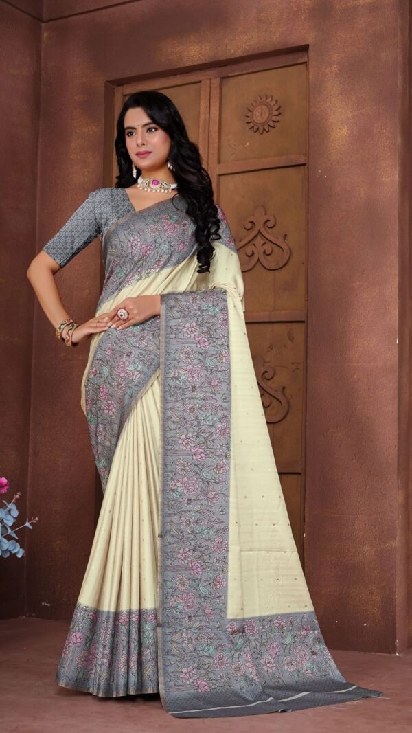 Polished Multi-Color Jacquard Silk Weaving Saree – 61226-9830-C