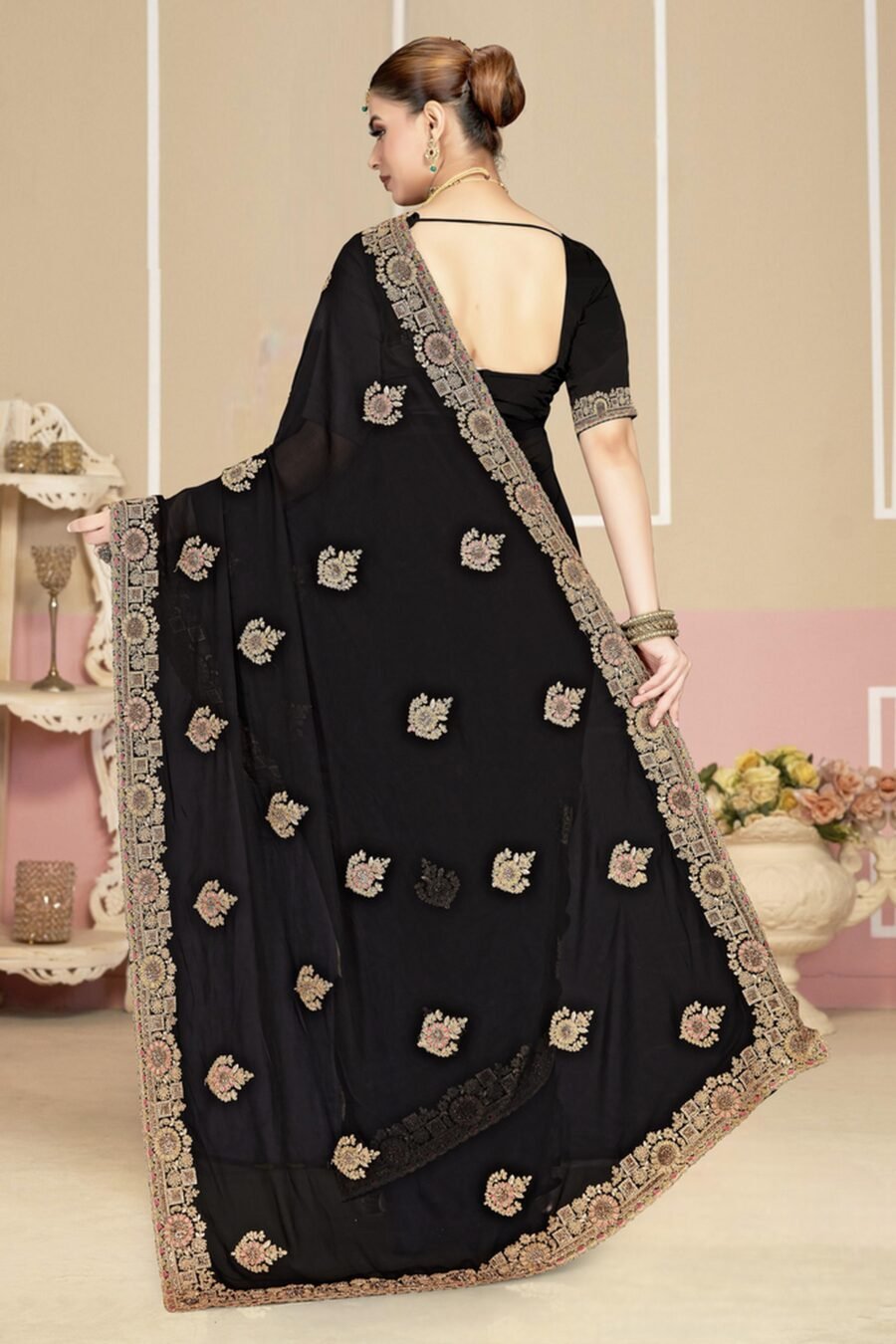 Magical Black Georgette Classic Saree – 61229-2751