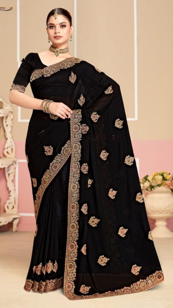 Magical Black Georgette Classic Saree – 61229-2751