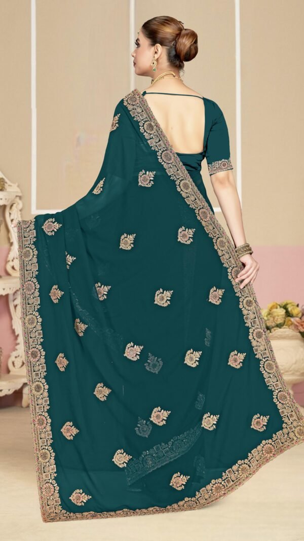Dynamic Teal blue Georgette Classic Saree – 61229-2752