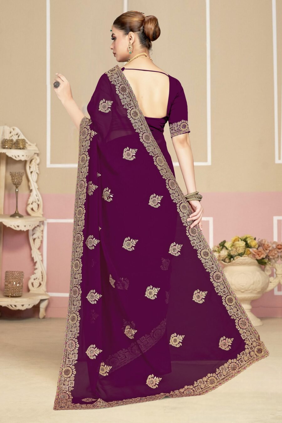 Iconic Purple Georgette Classic Saree – 61229-2753