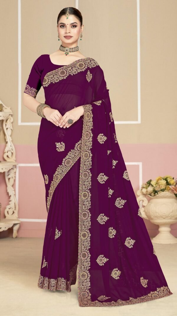 Iconic Purple Georgette Classic Saree – 61229-2753