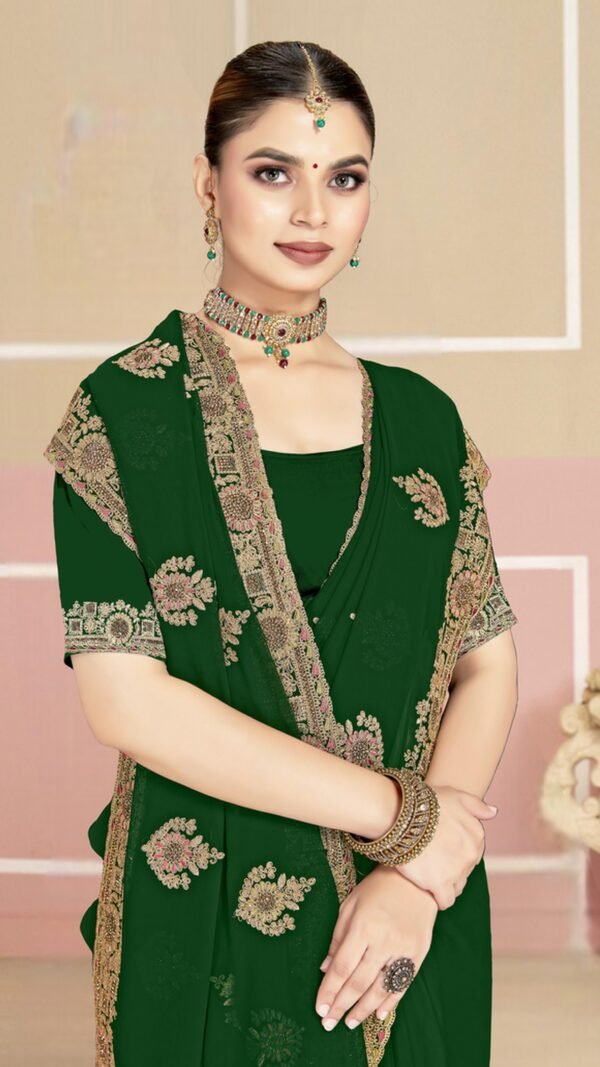 Confident Green Georgette Classic Saree – 61229-2755