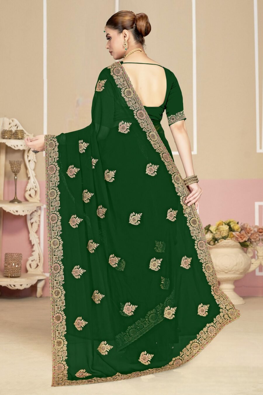Confident Green Georgette Classic Saree – 61229-2755