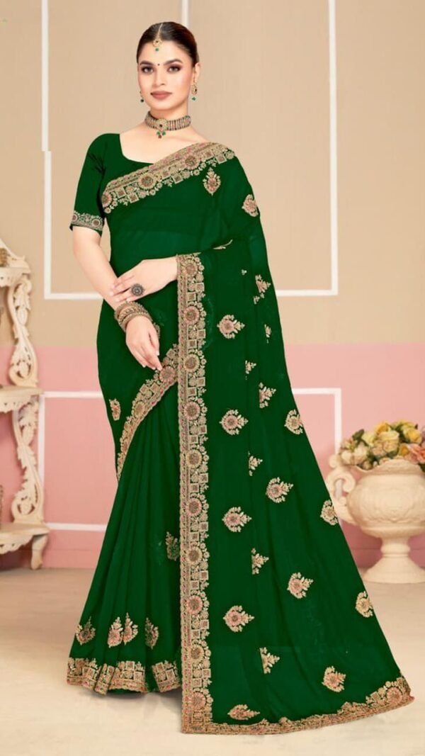 Confident Green Georgette Classic Saree – 61229-2755