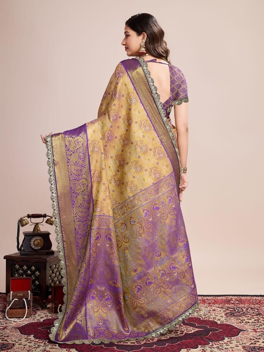 Luxe Golden Silk Weaving Saree – 61232-1232