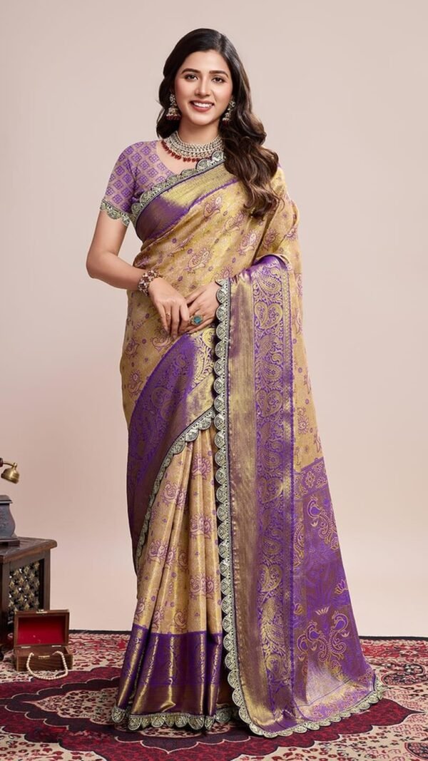 Luxe Golden Silk Weaving Saree – 61232-1232