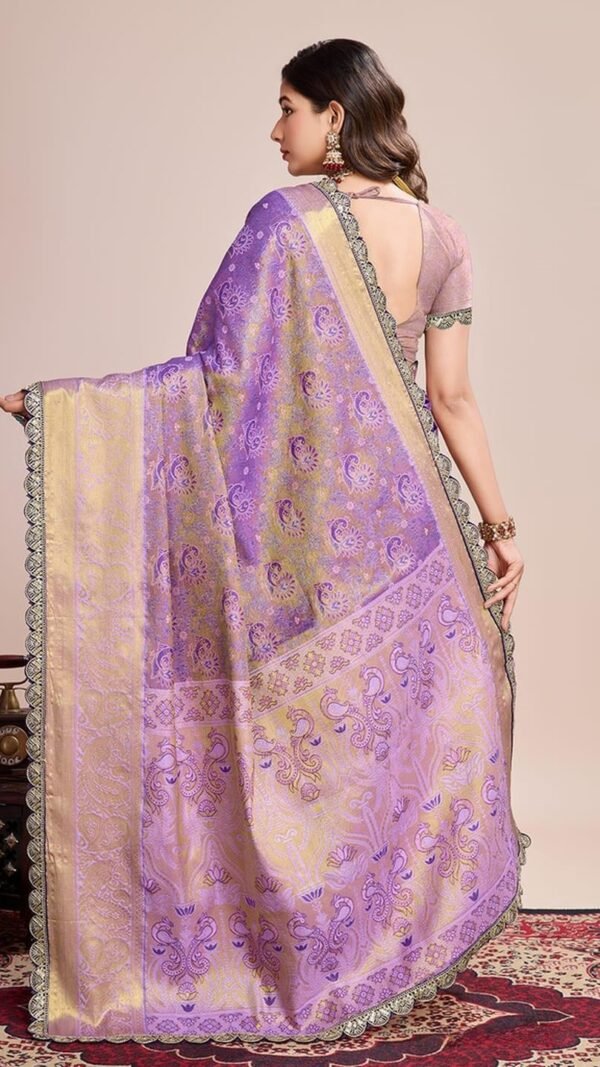 Striking Lavender Silk Weaving Saree – 61232-1233