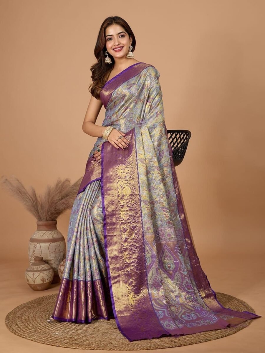 Refined Multi-Color Silk Weaving Saree – 61234-1207