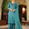 Flawless Blue Roman Silk Straight Salwar Kameez – 61247-MUSKAAN-A Flawless Blue Roman Silk Straight Salwar Kameez – 61247-MUSKAAN-A