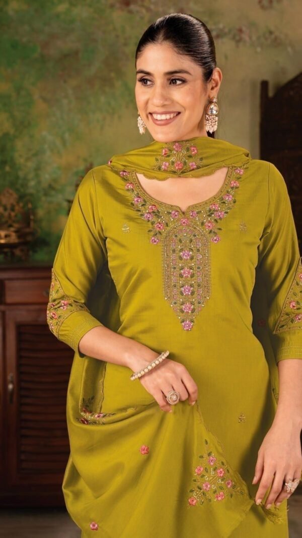 Elegant Green Roman Silk Straight Salwar Kameez – 61247-MUSKAAN-B