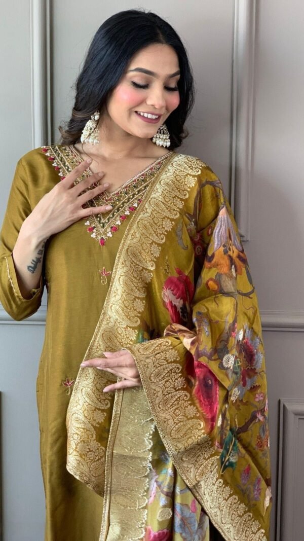 Graceful Mustard Silk Straight Salwar Kameez – 61257-5004-MUSTARD