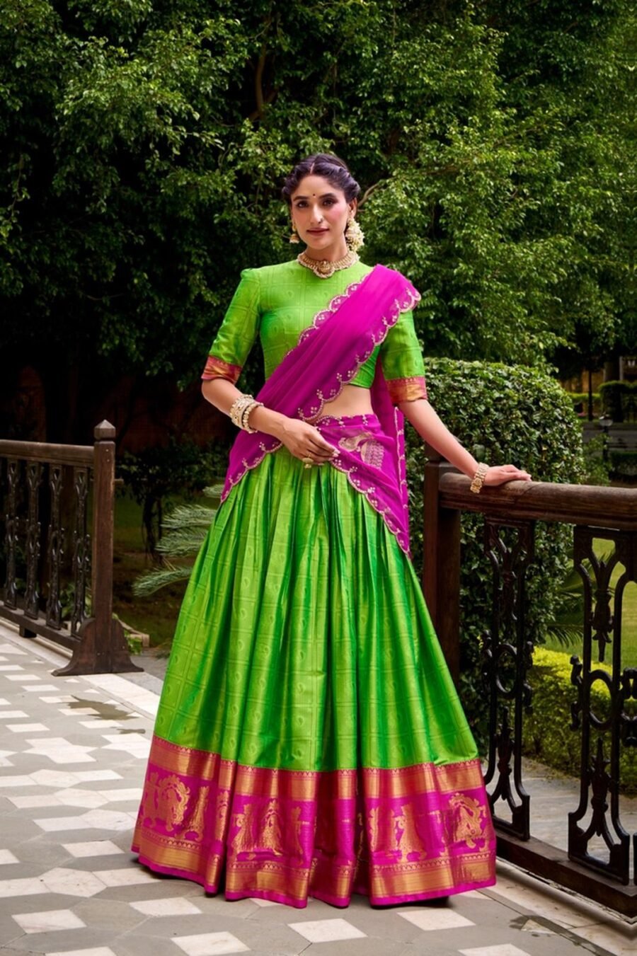 Luxe Green Poly Cotton Classic Lehenga Choli – 61263-2028-PRT