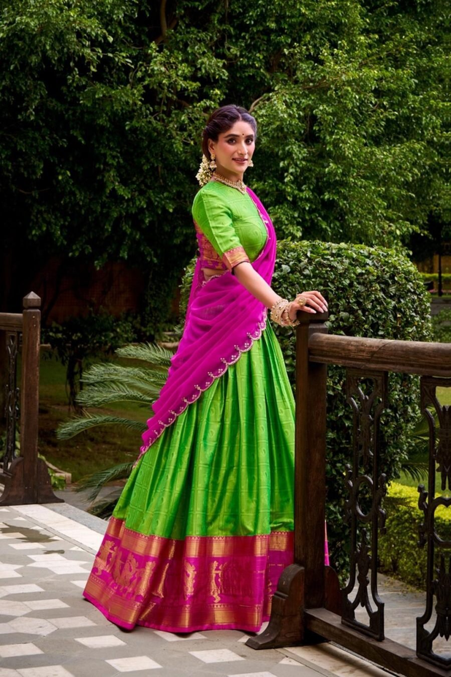 Luxe Green Poly Cotton Classic Lehenga Choli – 61263-2028-PRT