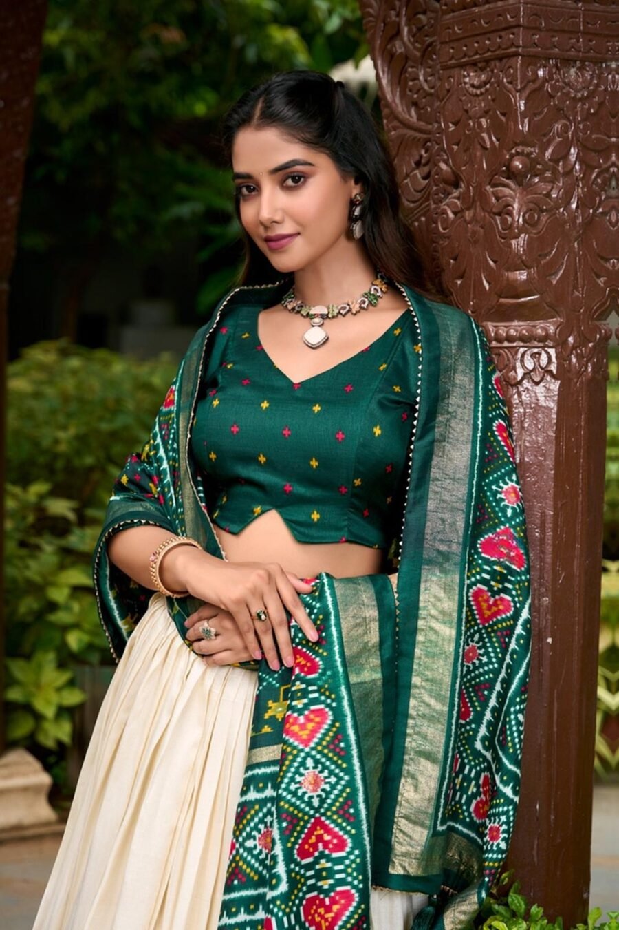 Dynamic Green Tussar Silk Classic Lehenga Choli – 61270-1230GRN