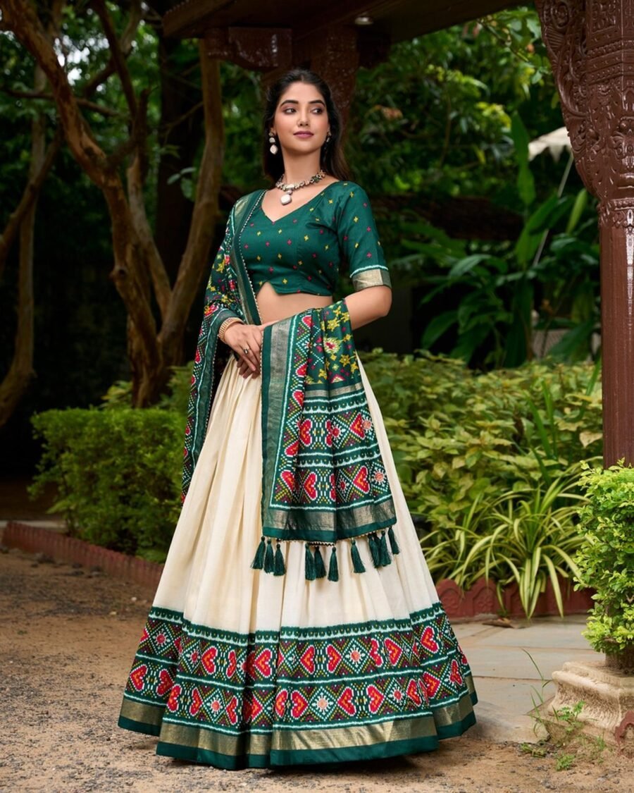 Dynamic Green Tussar Silk Classic Lehenga Choli – 61270-1230GRN