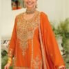 Sophisticated Orange Chinon Traditional Salwar Kameez – 61292-2182