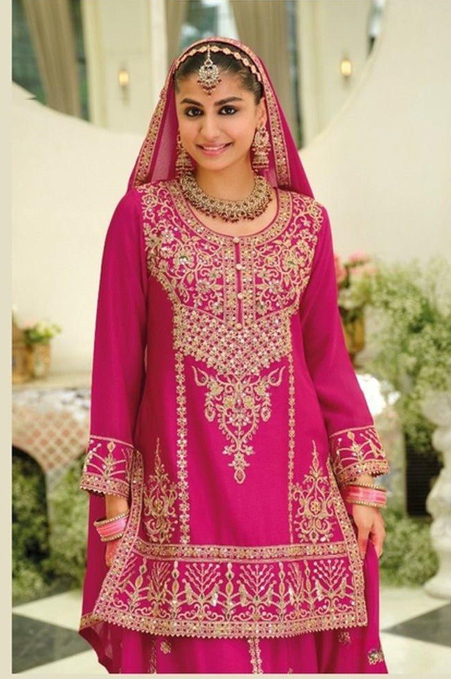 Timeless Magenta Chinon Traditional Salwar Kameez – 61292-2183