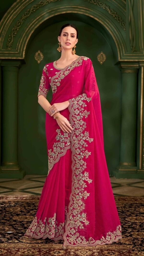 Unique Pink Georgette Traditional Saree – 61295-201