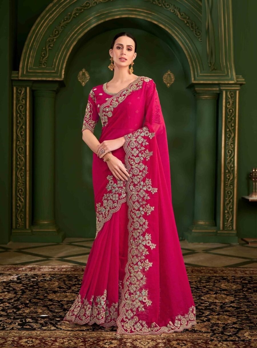 Unique Pink Georgette Traditional Saree – 61295-201