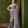 Chic Grey Georgette Traditional Saree – 61295-203