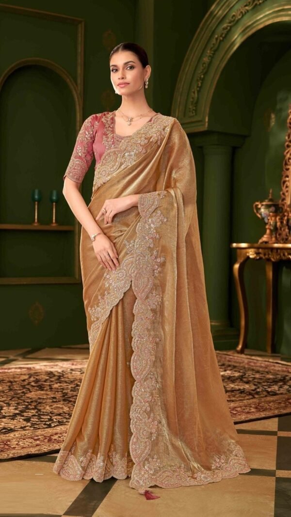 Polished Brown Georgette Traditional Saree – 61295-204